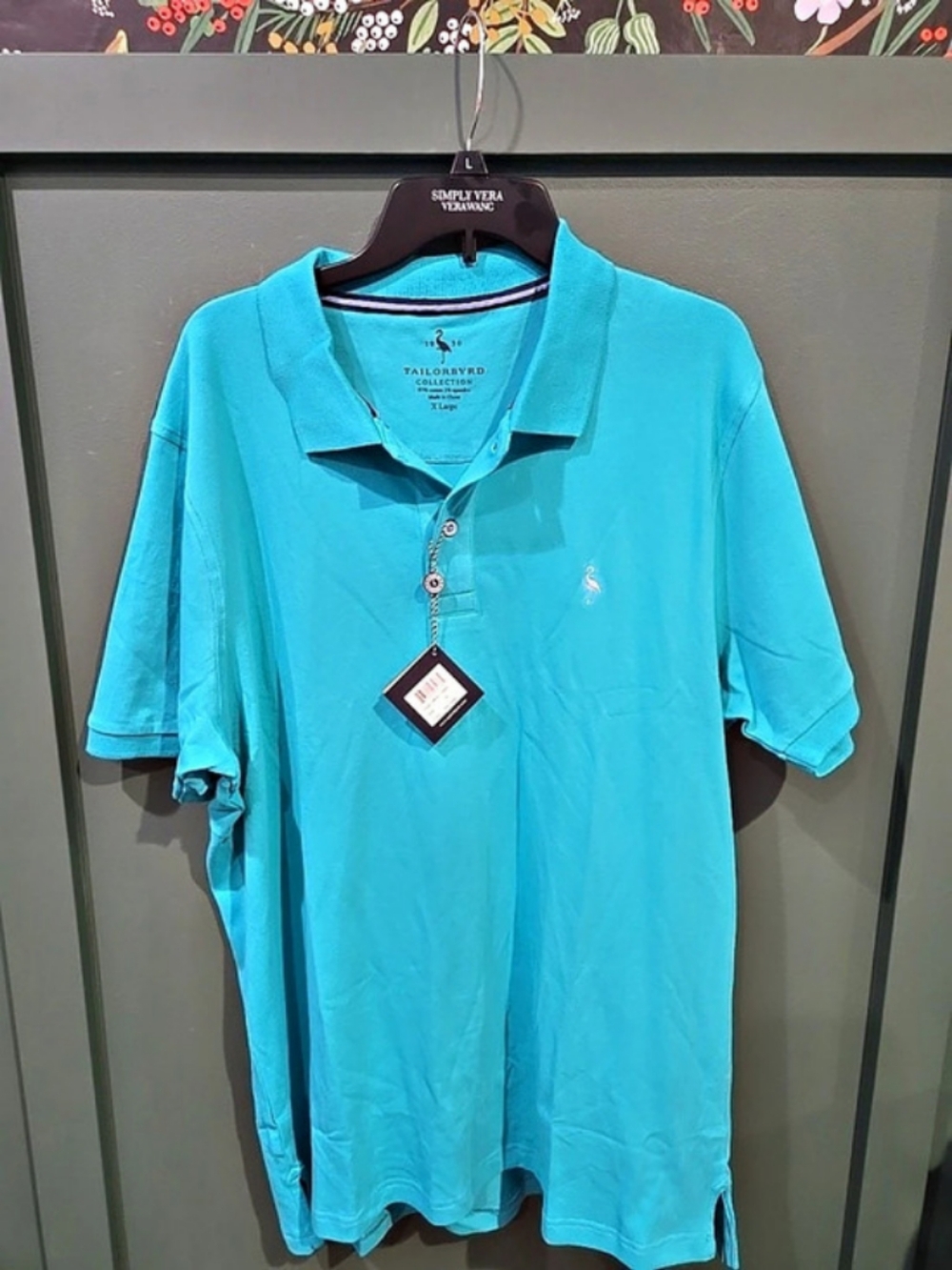 Tailorbyrd Collection Polo Flamingo Polo in Blue XL NWT